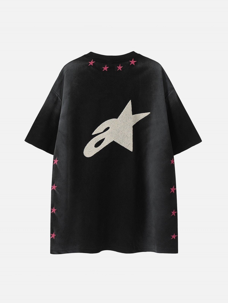 T Shirts Aelfric Eden Towel Embroidery Star Tee Rose | KGY-38302680